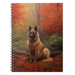 Belgian Shepherd in Autumn Leaves Fall Inspire Notebook