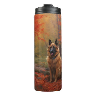 Belgian Shepherd in Autumn Leaves Fall Inspire  Thermal Tumbler