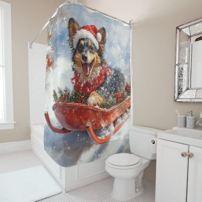 Belgian Shepherd in Sledge Let it Snow Christmas (In Situ)
