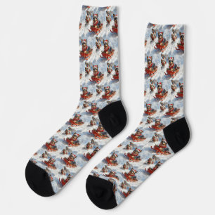 Belgian Shepherd in Sledge Let it Snow Christmas Socks