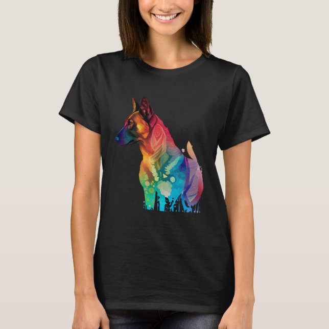 Belgian Shepherd Malinois Colorful Pop Splash T-Shirt (Front)
