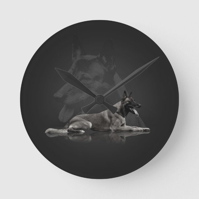 Belgian shepherd - Malinois Round Clock (Front)