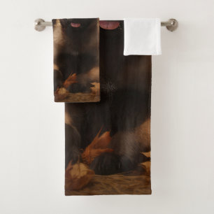 Belgian Shepherd Puppy Autumn Delight Pumpkin Bath Towel Set