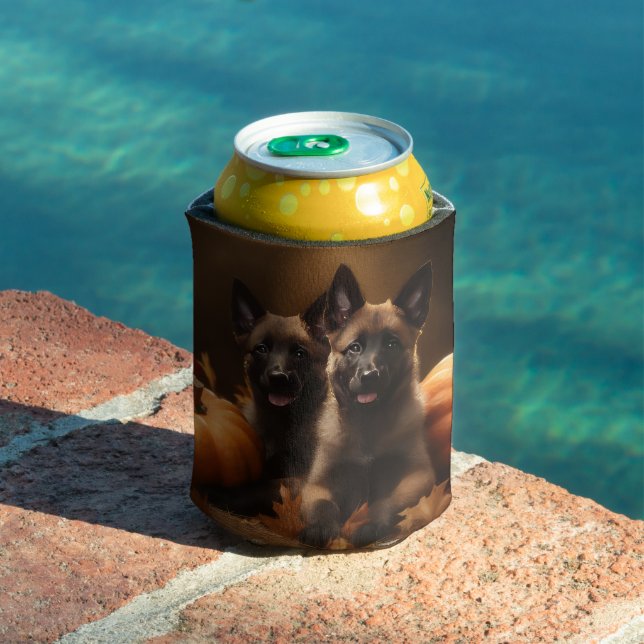 Belgian Shepherd Puppy Autumn Delight Pumpkin Can Cooler (In Situ Pool)
