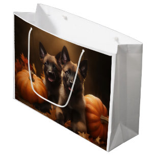 Belgian Shepherd Puppy Autumn Delight Pumpkin Large Gift Bag