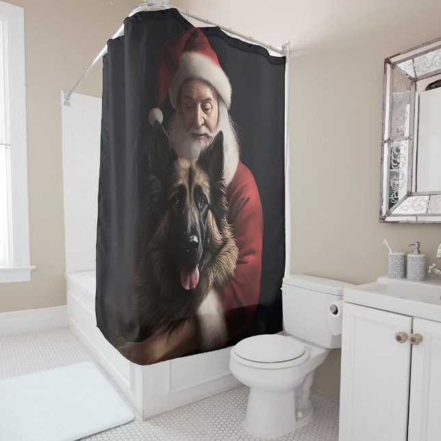Belgian Shepherd Santa Claus Festive Christmas (In Situ)