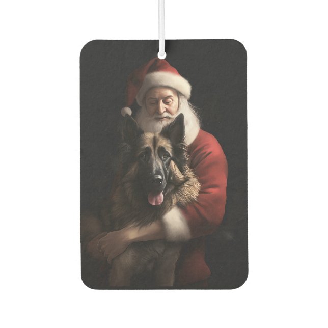 Belgian Shepherd Santa Claus Festive Christmas Air Freshener (Front)
