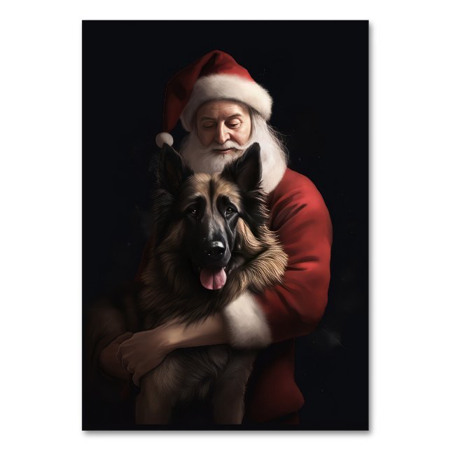 Belgian Shepherd Santa Claus Festive Christmas Table Number (Front)