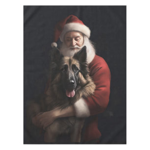 Belgian Shepherd Santa Claus Festive Christmas Tablecloth