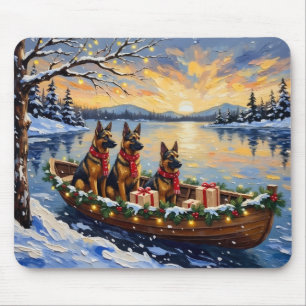 Belgian Shepherd Tervuren Christmas Boat Holiday Mouse Pad