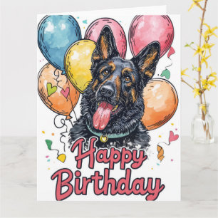 Belgian Shepherd with Balloons Card