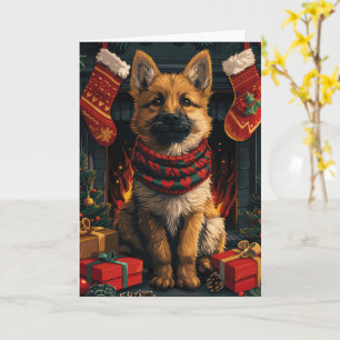 Belgian Shepherd With Christmas Gifts Fireplace Card