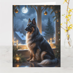 Belgian Shepherd With Christmas Lights Holiday Card