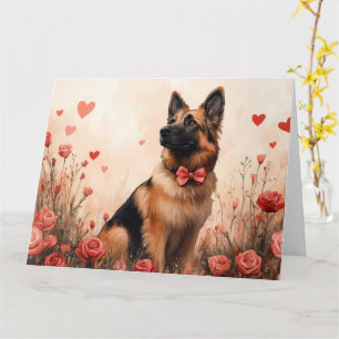 Belgian Shepherd with Roses - Valentine's Day Card