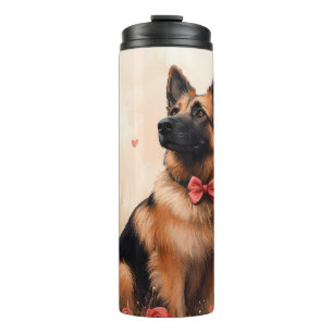 Belgian Shepherd with Roses - Valentine's Day Thermal Tumbler