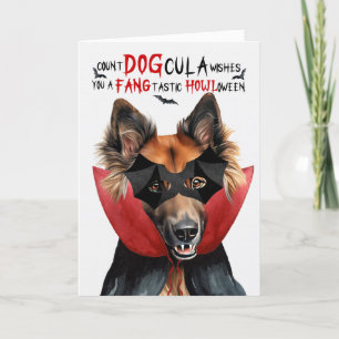Belgian Tervuren Dog Funny Count DOGcula Halloween Holiday Card