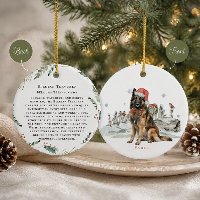 Belgian Tervuren Dog Monogram Ceramic Ornament (Creator Uploaded)