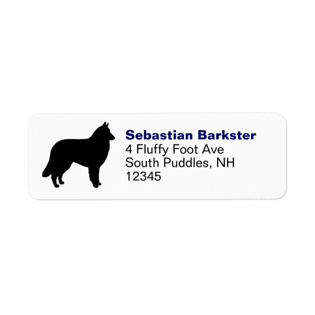 Belgian Tervuren Dog Silhouette Return Address (Front)