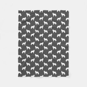 Belgian Tervuren Dog Silhouettes Pattern Grey Fleece Blanket