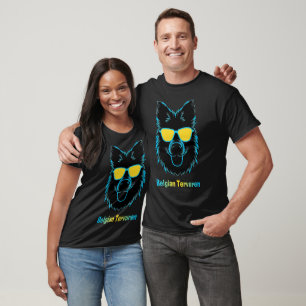 Belgian Tervuren Dog with Turquoise Glasses T-Shirt