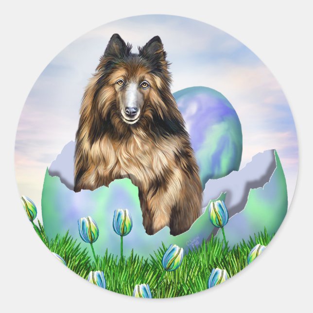 Belgian Tervuren Easter Sticker (Front)