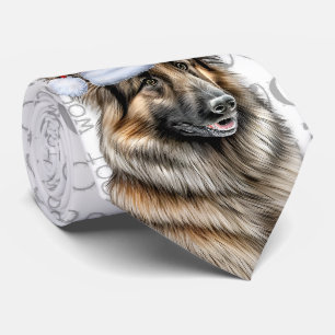 Belgian Tervuren Funny Woof Christmas Dog Lover Tie