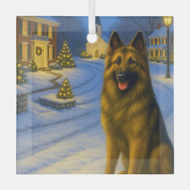 Belgian Tervuren  Glass Ornament (Front)