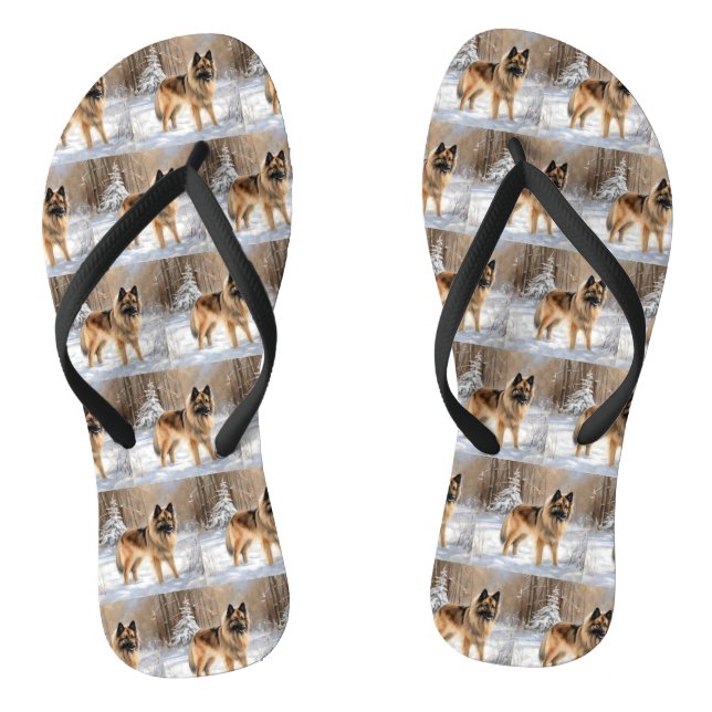 Belgian Tervuren Let It Snow Christmas  Flip Flops (Footbed)