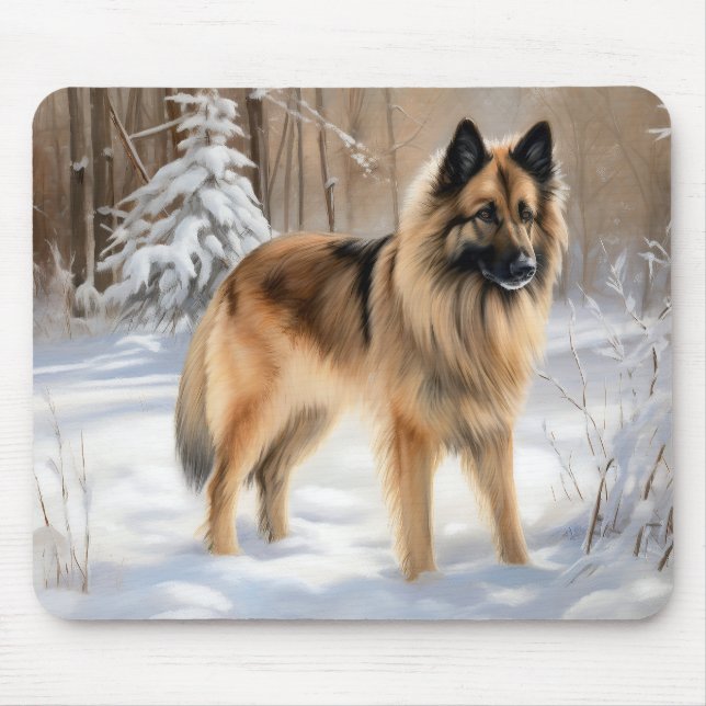 Belgian Tervuren Let It Snow Christmas  Mouse Pad (Front)