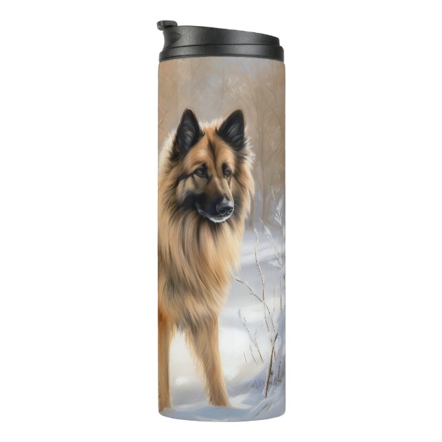 Belgian Tervuren Let It Snow Christmas  Thermal Tumbler (Rotated Right)