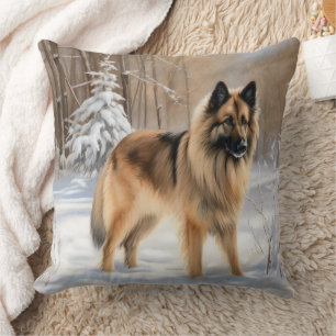 Belgian Tervuren Let It Snow Christmas  Throw Pillow