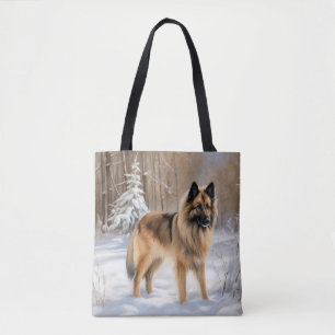 Belgian Tervuren Let It Snow Christmas Tote Bag