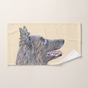 Belgian Tervuren Painting - Cute Original Dog Art Bath Towel Set