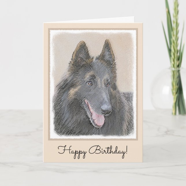 Belgian Tervuren Painting - Cute Original Dog Art Card (Front)