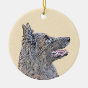 Belgian Tervuren Painting - Cute Original Dog Art Ceramic Ornament