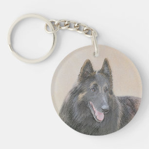 Belgian Tervuren Painting - Cute Original Dog Art Keychain