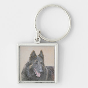 Belgian Tervuren Painting - Cute Original Dog Art Keychain