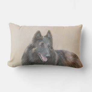 Belgian Tervuren Painting - Cute Original Dog Art Lumbar Pillow