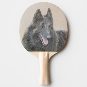 Belgian Tervuren Painting - Cute Original Dog Art Ping Pong Paddle