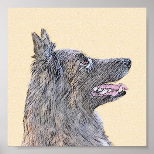 Belgian Tervuren Painting - Cute Original Dog Art Poster
