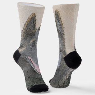 Belgian Tervuren Painting - Cute Original Dog Art Socks
