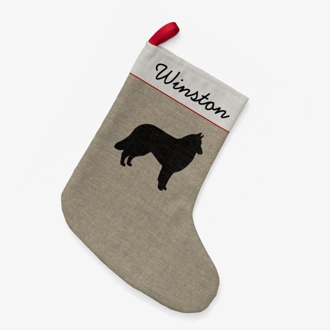 Belgian Tervuren Silhouette Personalized Hoilday Small Christmas Stocking (Front (Hanging))