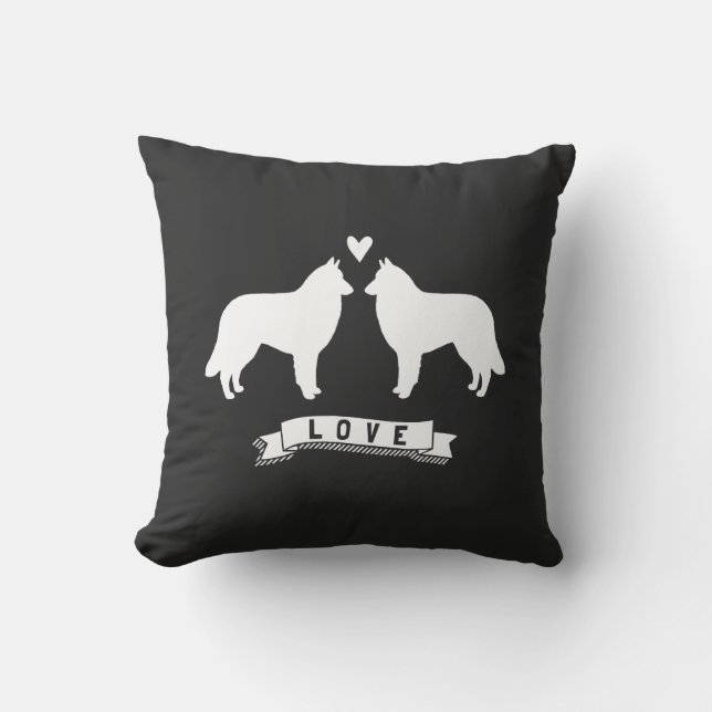 Belgian Tervuren Silhouettes Love Throw Pillow (Front)
