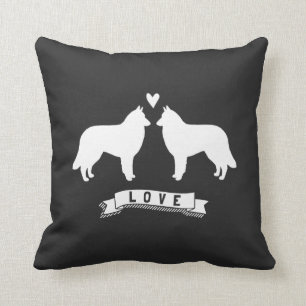 Belgian Tervuren Silhouettes Love Throw Pillow