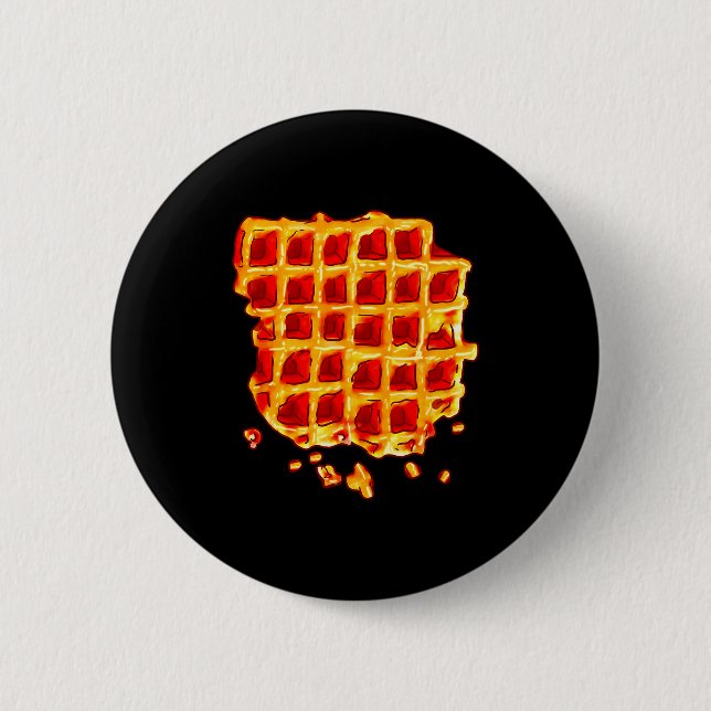Belgian Waffle Syrup Breakfast Food Snack Waffle L 2 Inch Round Button (Front)