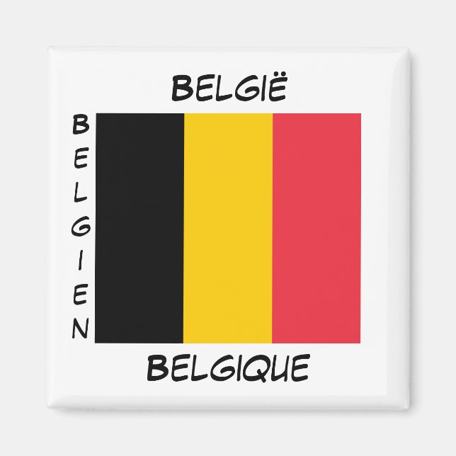 Belgique Langues belges Drapeau Carré Magnet (Devant)