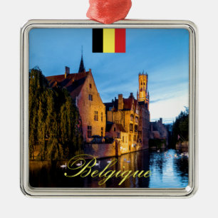 Belgique Medieval Bruges - Pro Photo Metal Ornament