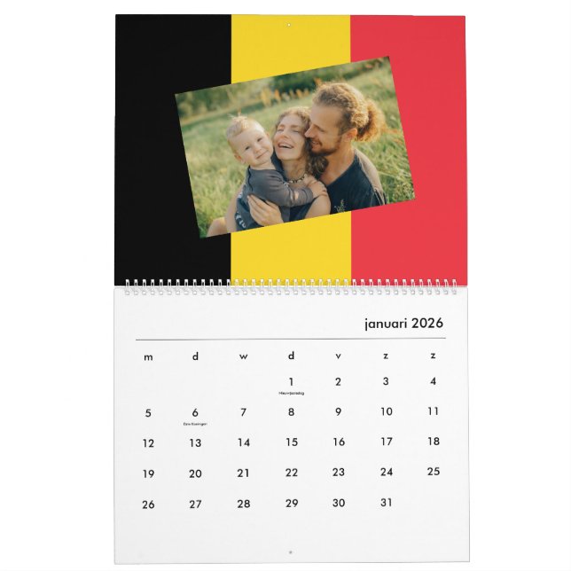 Belgium | Add Your Photo Belgian Flag 2026 Calendar (Jan 2026)