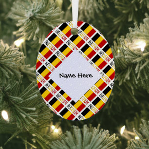 Belgium and Belgian Flag Tiled Personalized  Metal Ornament