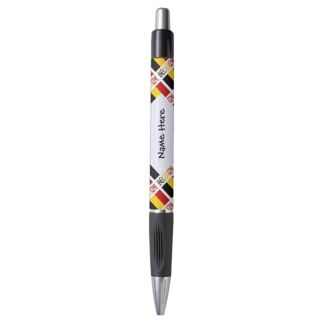 Belgium and Belgian Flag Tiled Personalized  Pen (Front Vertical)
